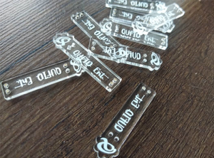 clear with white lettering